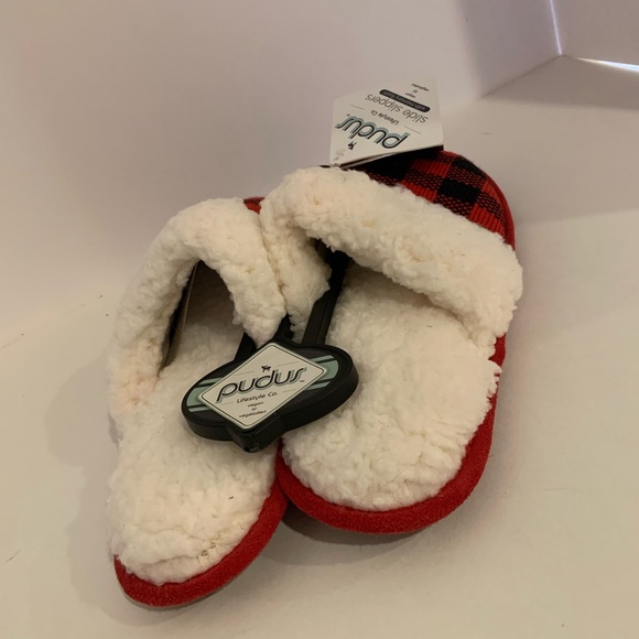 Pudus Memory foam lumberjack red slide slippers S(5-6.5) women’s - Picture 3 of 11
